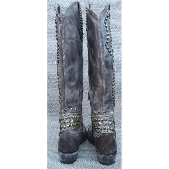 Old Gringo Belinda Womens Size 7 B Brown Studded 18.5" Tall Western Boots - Picture 4 of 16